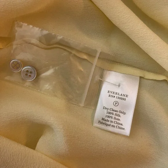 Everlane Womens The Clean Silk Relaxed Shirt Long Sleeve Pale Yellow 0 - Picture 6 of 7